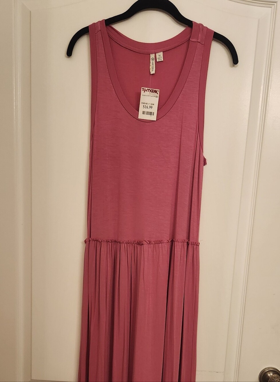 T.J. Maxx Sleeveless Tiered Maxi Dress in Rose Pink Size MED